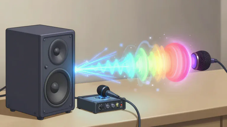 Visual representation of "electroacoustic" - Relating to the conversion between electrical and acoustic energy, particularly in sound reproduction technologies.
