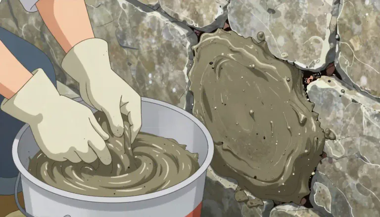 Visual representation of "cementitious" - Describing a substance that can set and harden like cement, often used in mixtures.