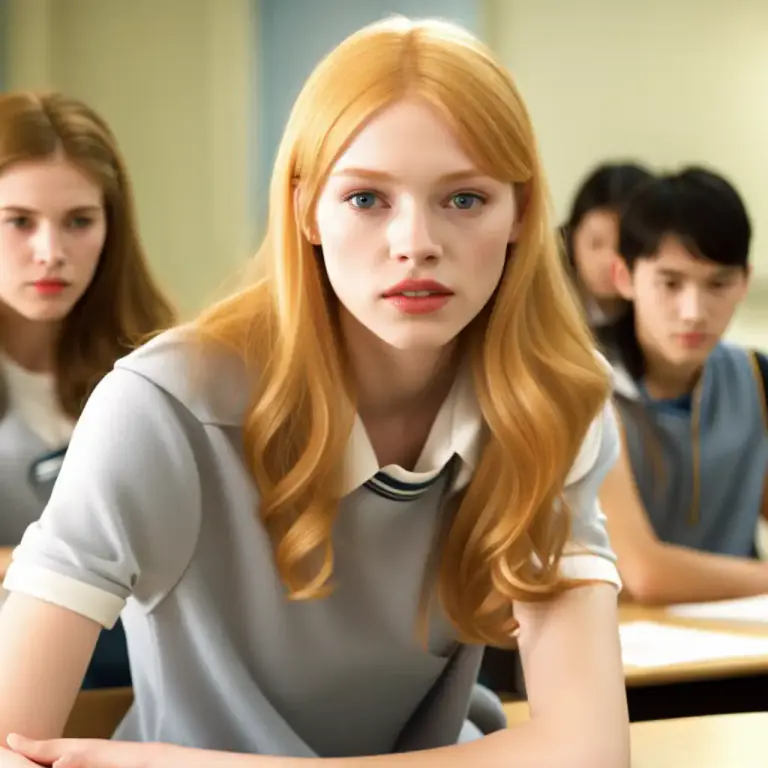 Visual representation of "strawberry blonde" - A person with strawberry blonde hair.