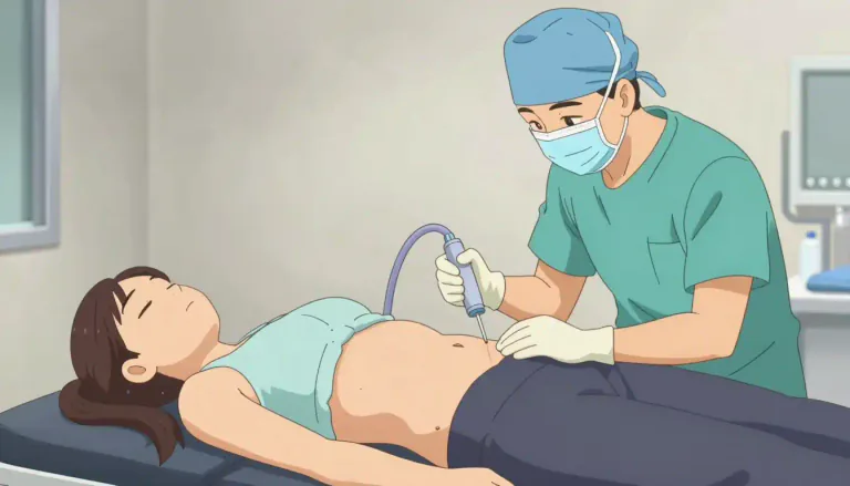 Visual representation of "liposuction" - A surgical procedure that removes fat from specific areas of the body using a suction technique.