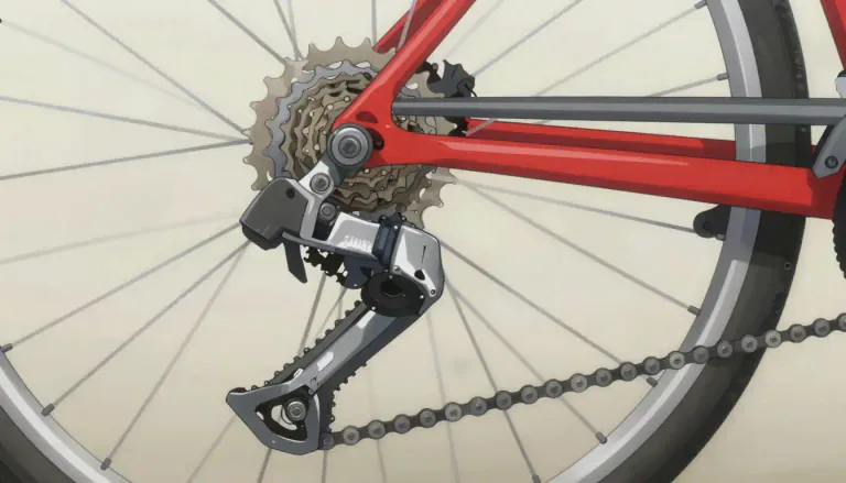 Visual representation of "derailleur" - A derailleur is a device on a bicycle that moves the chain between gears.