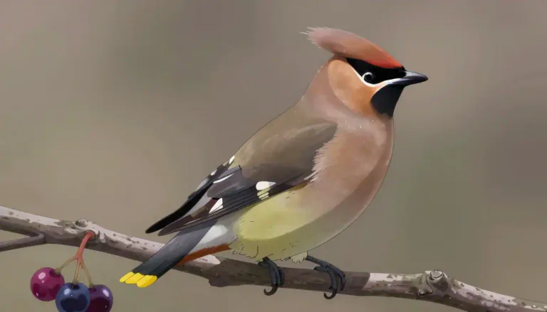 Visual representation of "waxwing" - A type of bird known for its smooth, colorful feathers and fondness for fruit, typically found in North America and Europe.