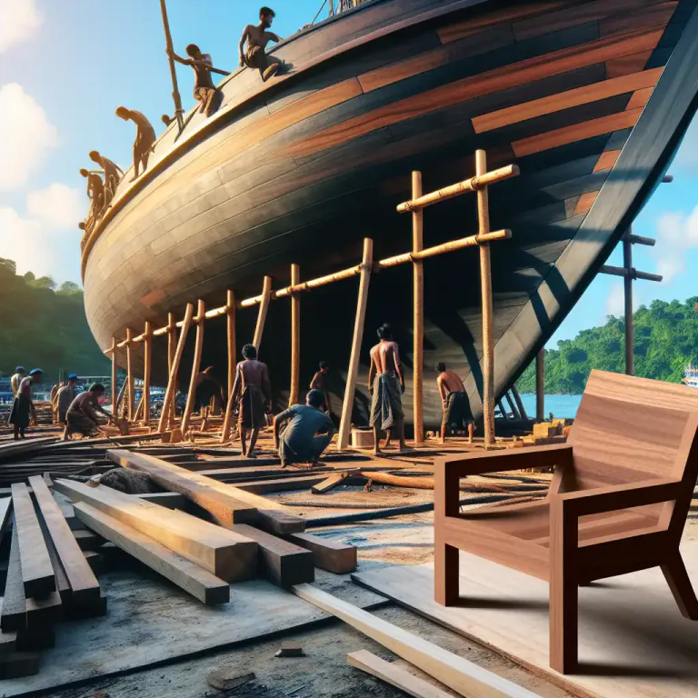 Visual representation of "teak" - The durable wood of the teak tree, used in shipbuilding, construction, and furniture.