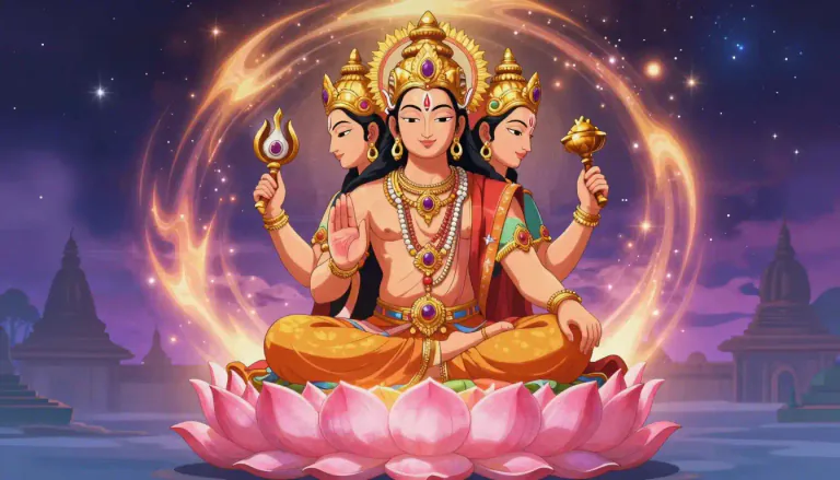 Visual representation of "brahma" - In Hinduism, Brahma is the god of creation, one of the Trimurti, along with Vishnu and Shiva.