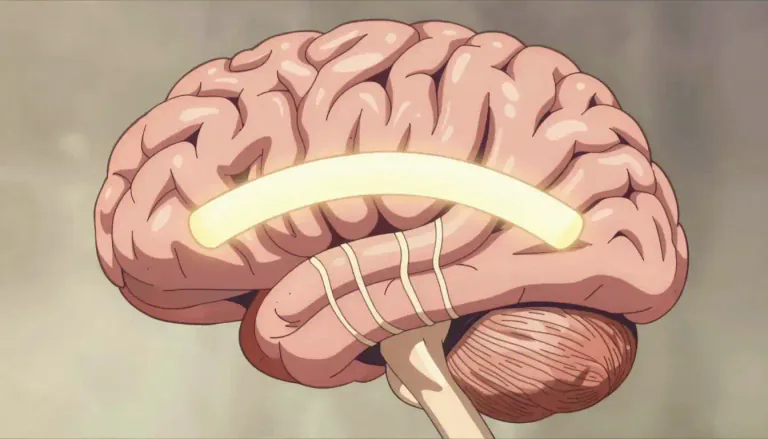 Visual representation of "callosum" - The corpus callosum is a broad band of nerve fibers joining the left and right hemispheres of the brain, facilitating communication between them.