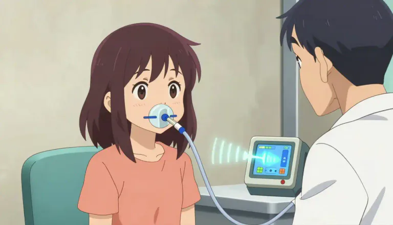 Visual representation of "spirometry" - A test that measures how much air you can breathe in and out, and how fast you can blow air out.