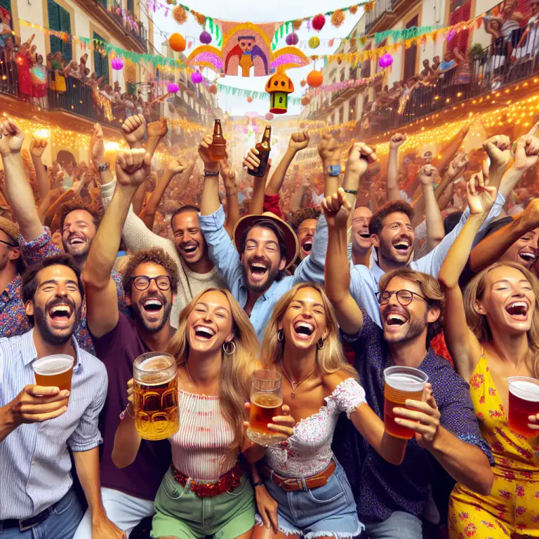 Visual representation of "wassailer" - A person who is drinking alcohol and enjoying themselves with others in a noisy, lively way.
