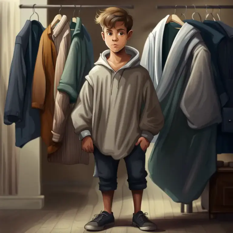 Visual representation of "grow into" - To become big enough or mature enough to wear or do something