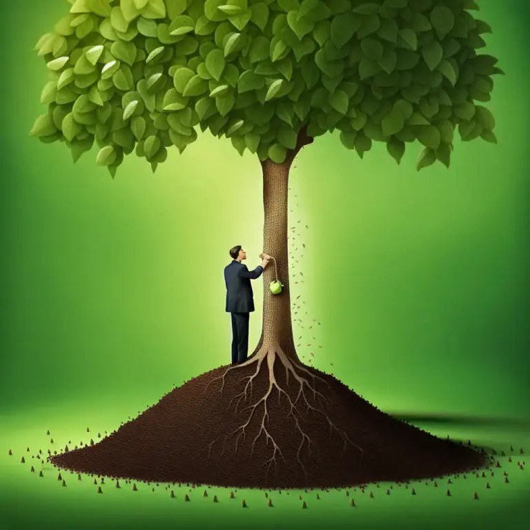 Visual representation of "sow the seeds of something" - Start a process that will develop into something large or important.