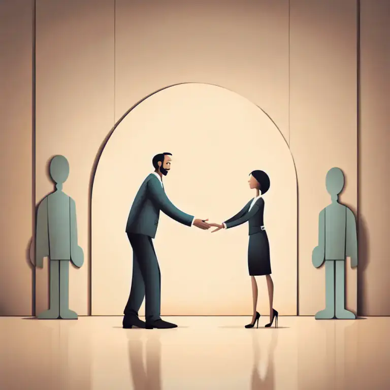 Visual representation of "through somebody’s good offices" - With the help or intervention of someone