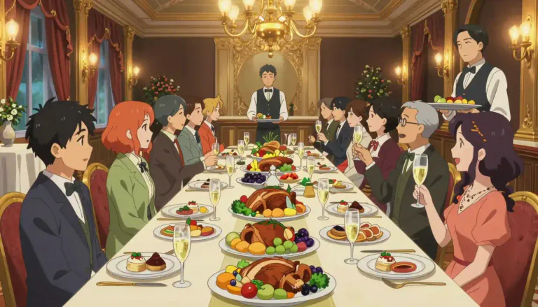 Visual representation of "banqueting" - Eating and drinking in a large formal event