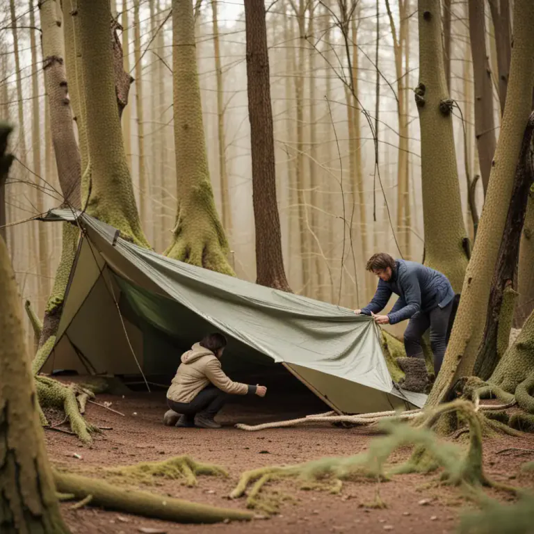 Visual representation of "rig up" - To quickly assemble or set up something temporarily.