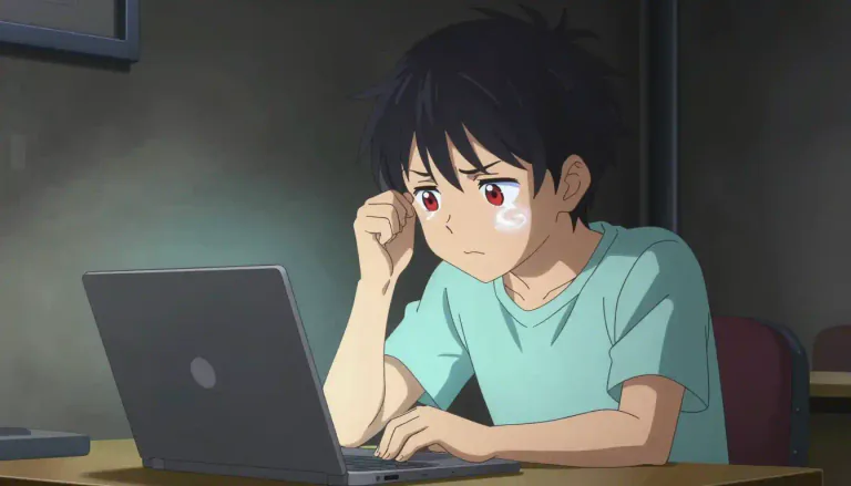 Visual representation of "eyestrain" - A condition in which the eyes become tired or sore from prolonged use, such as looking at a computer screen, reading, or performing other close-up tasks.