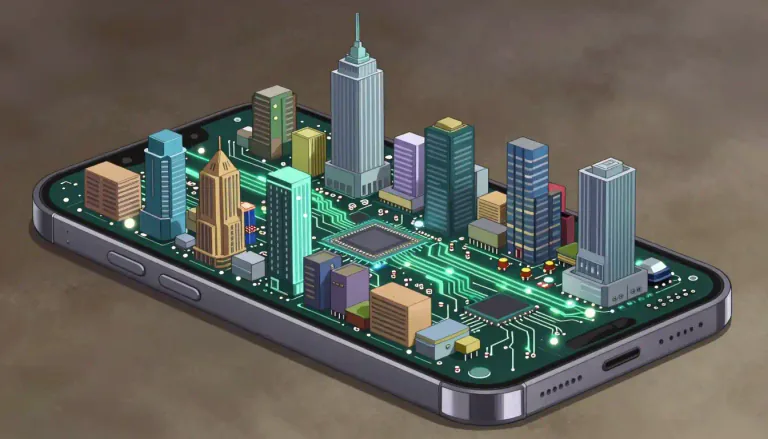 Visual representation of "micro" - Denoting the use of very small components in technology, often in devices like smartphones and computers.