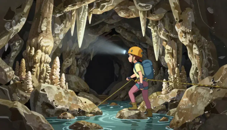 Visual representation of "spelunker" - A person who explores caves, typically for enjoyment and pleasure.