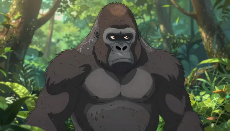 Visual representation of "gorilla" - A large, powerful ape from Africa.