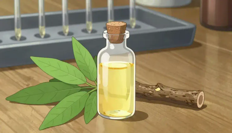 Visual representation of "safrole" - A colorless to pale yellow oil found in sassafras and other plants, used in perfume and as a flavoring.