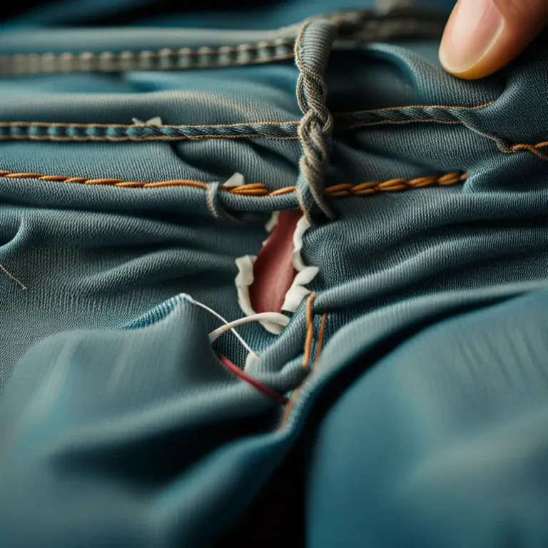 Visual representation of "sew" - Fix or attach (something) with stitches.