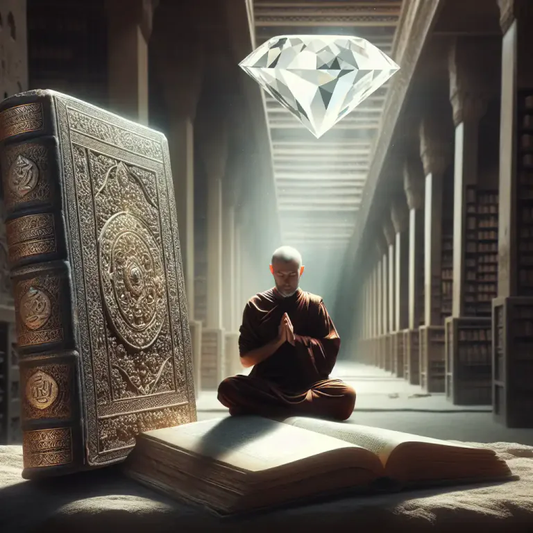 Visual representation of "sutra" - A text from Hindu, Buddhist, or Jain scripture, written especially for guide about how to live a good life.