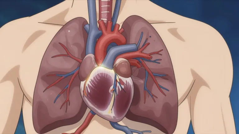 Visual representation of "mediastinal" - Relating to the mediastinum, the central compartment of the chest, which contains vital structures including the heart and major blood vessels.