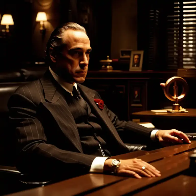 Visual representation of "godfather" - A man who is a leader or dominant figure in organized crime.