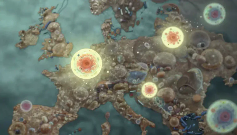 Visual representation of "paracrine" - Referring to a type of signaling in biological contexts where substances are released by cells to affect nearby cells.