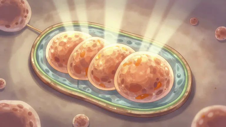 Visual representation of "mitochondrion" - A mitochondrion is a small organelle in the cells of animals, plants, and fungi that produces energy for the cell's functions.