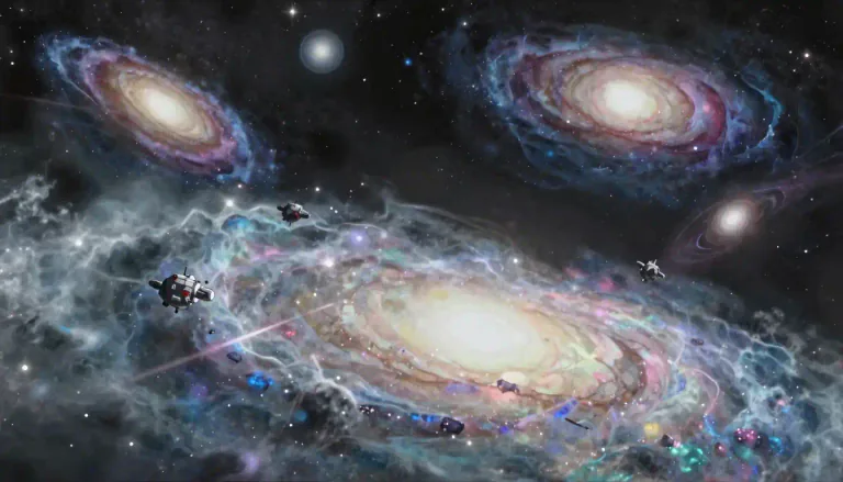 Visual representation of "intergalactic" - Something that is between or happens among multiple galaxies