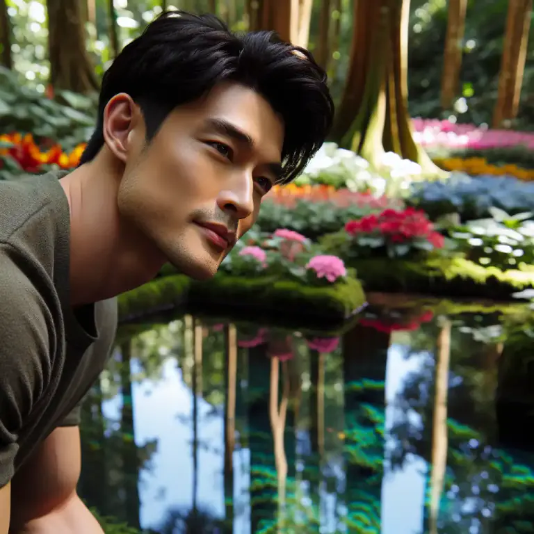 Visual representation of "narcissus" - A character in Greek mythology known for his great beauty and self-love.