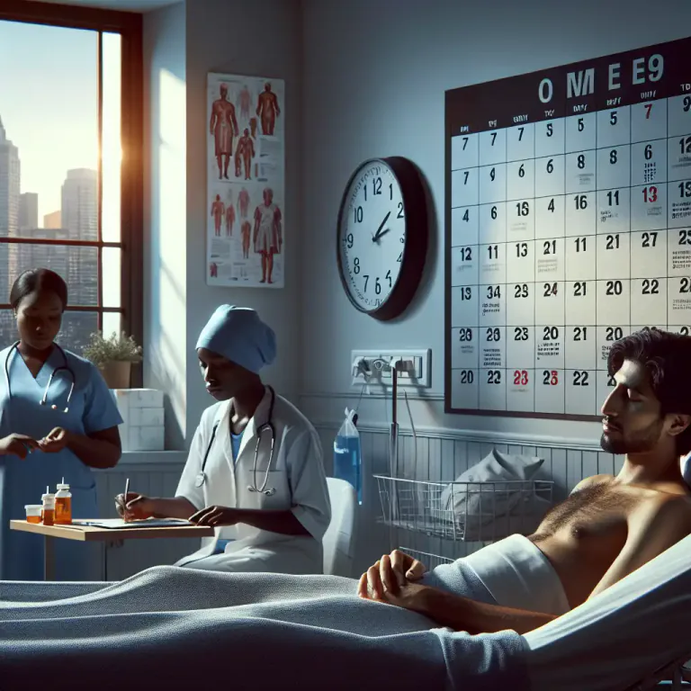 Visual representation of "hospitalization" - The length of time a person spends in a hospital for treatment.
