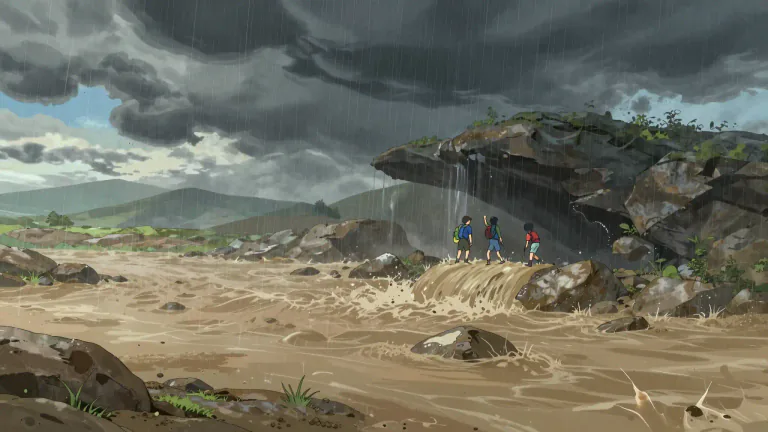 Visual representation of "cloudburst" - A sudden, heavy rainfall that can cause flooding, especially in dry regions.