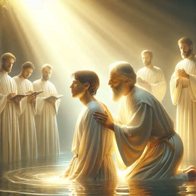 Visual representation of "baptist" - A member or follower of a Protestant church that believes in baptism only for believers, not for infants, and typically practices baptism by immersion in water.