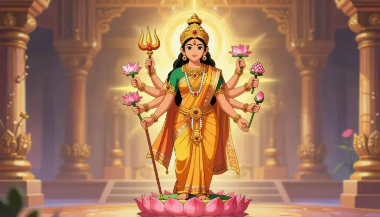 Visual representation of "devi" - In Hinduism, it refers to a goddess or a female deity.