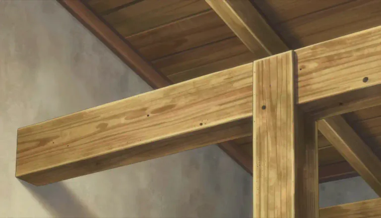 Visual representation of "crossbeam" - A horizontal beam used in a structure to support weight, typically across other beams.