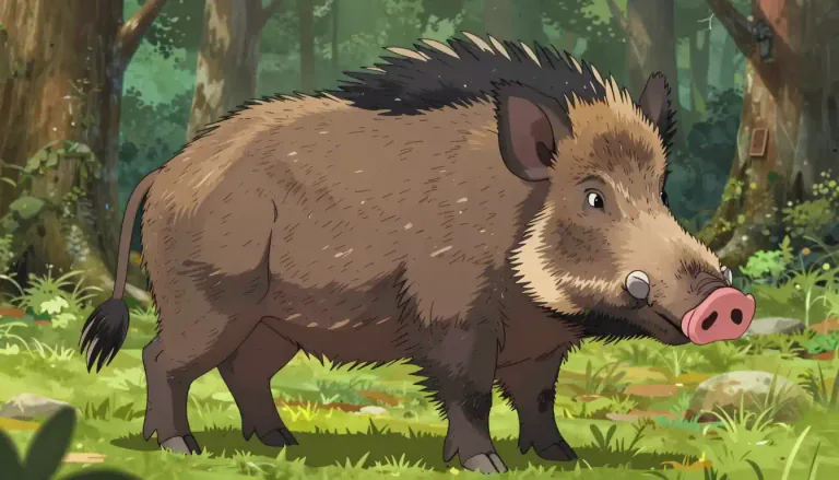 Visual representation of "razorback" - A type of wild pig, especially one with a noticeable ridge on its back, commonly found in the United States.