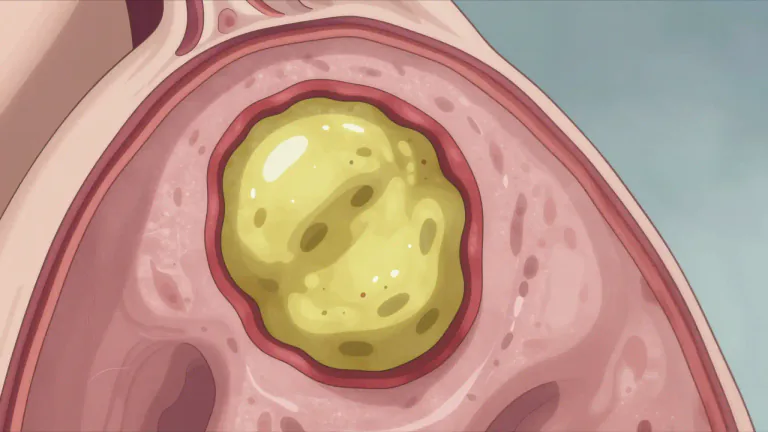 Visual representation of "vomica" - A type of lesion or abscess that contains pus, often associated with an infection.