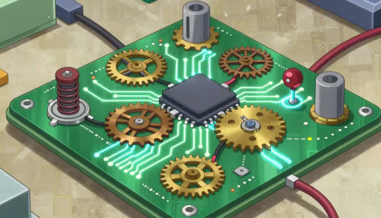 Visual representation of "microelectromechanical" - Relating to the technology of very small mechanical devices that incorporate electrical components.