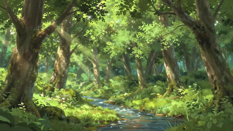Visual representation of "greenwood" - A poetic or literary term often used in traditional English literature to denote a beautiful wooded area.