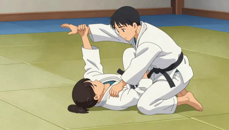 Visual representation of "jujitsu" - A Japanese martial art focused on using an opponent's energy against them, primarily through grappling and ground fighting.