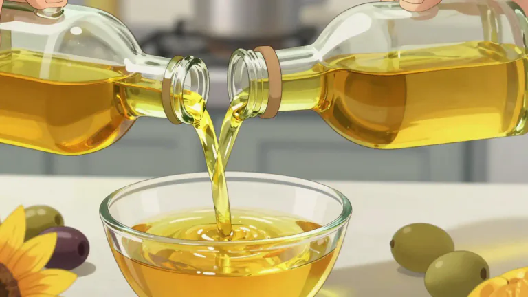 Visual representation of "oil" - A smooth thick liquid produced from plants, animals, or minerals that is used in cooking and for other things such as making machines work smoothly