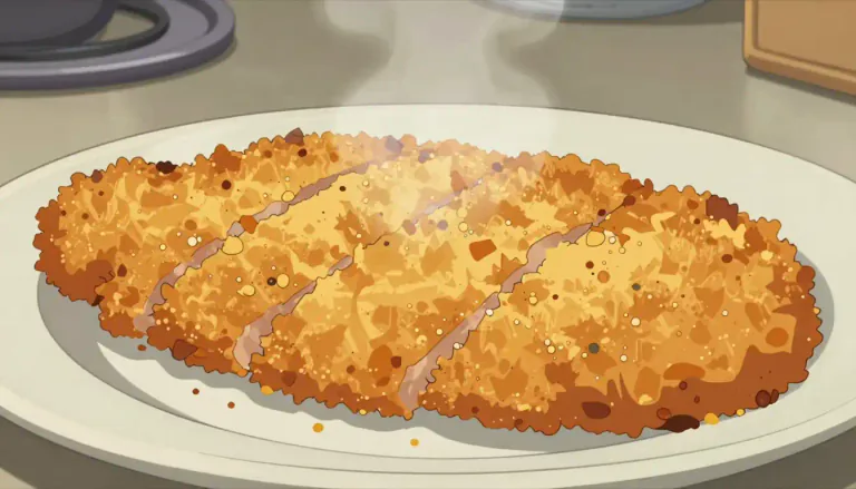 Visual representation of "schnitzel" - A schnitzel is a thin slice of meat, typically breaded and fried, commonly served as a dish in many cuisines.