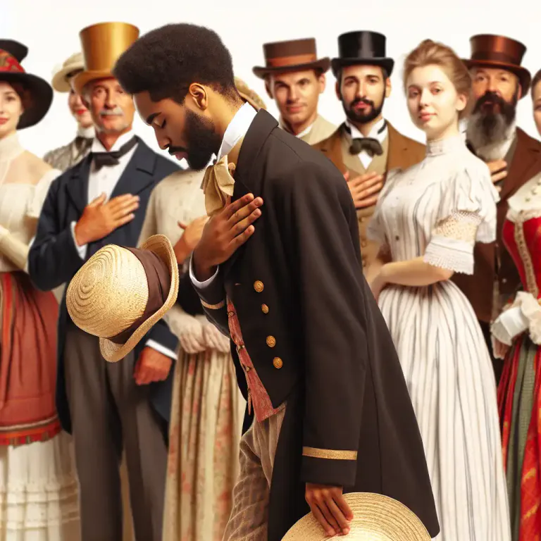Visual representation of "doff" - To show respect or to greet by removing one's hat.