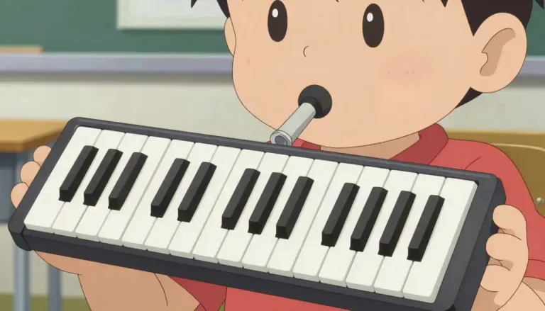 Visual representation of "melodica" - A melodica is a small wind instrument played by blowing air through a mouthpiece and pressing keys to produce musical notes.