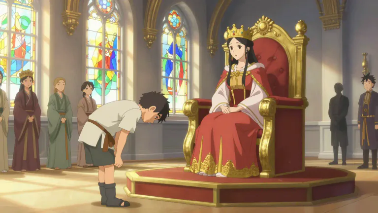 Visual representation of "reverential" - Showing a lot of respect and admiration