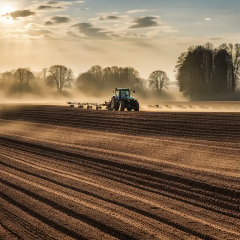 Visual representation of "plough" - To cut into or turn over the earth with a plough, especially before sowing