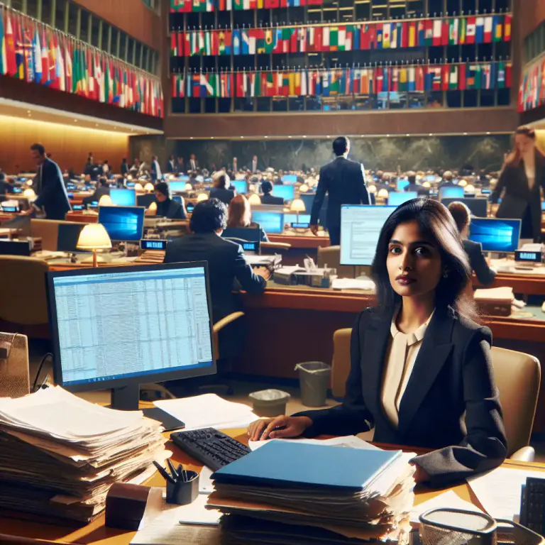 Visual representation of "secretariat" - Staff or the place where secretarial work is done, often in an international organization.