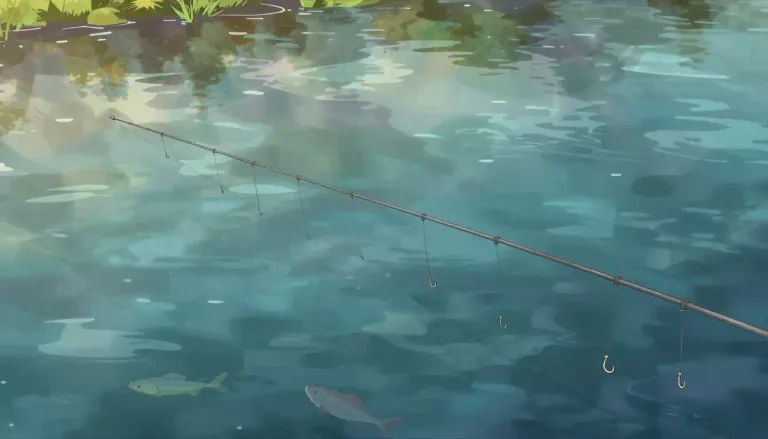 Visual representation of "trotline" - A trotline is a long fishing line with multiple hooks that can be used to catch fish in a body of water.