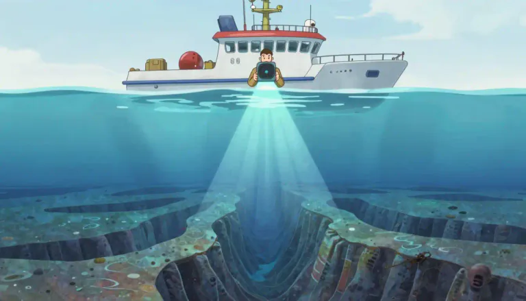 Visual representation of "bathymetry" - The measurement and study of the depth of water bodies, especially in oceans and seas.