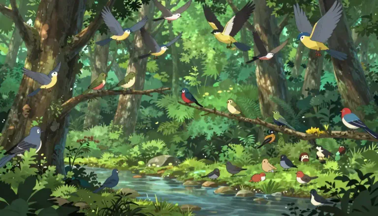 Visual representation of "birdlife" - Birdlife refers to the types and amounts of birds living in a specific area.