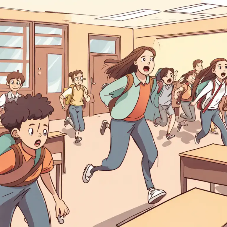 Visual representation of "hop it" - To quickly leave or run away
